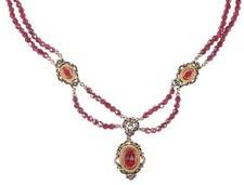 schönes 835er Silber Vintage Collier mit Granat, teilvergoldet, Trachtenschmuck