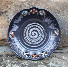 **KARLSRUHER MAJOLIKA*KERAMIKSCHALE*OBSTSCHALE* DURCHBRUCH*SPIRALE*MID CENTURY**