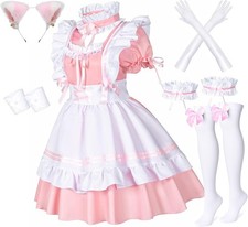 Anime French Maid Schürze Lolita Cosplay Kostüm-Set mit süßen Ohren Handschuhe ✅