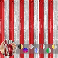 3 Stück Lametta Vorhang Rot