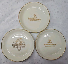 Scharlachberg Meisterbrand 3 Schalen Aschenbecher Retro Porzellan Goldrand 