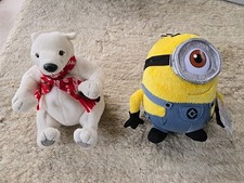 Coca Cola Bean Bear Polarbär Eisbär Mit Schal und Flasche Und Minion Plüsch TOP