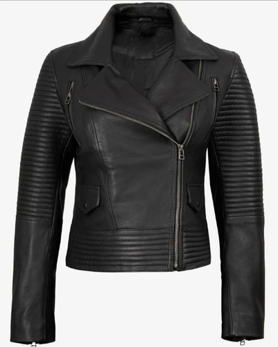 Women black leather - women's, jacket