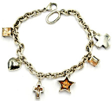 Bettelarmband 0,925 Sterlingsilber Charms, Kreuze, Herz Stern, Edelstein