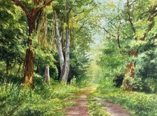 Aquarellbild Original 40x30 cm, Landschaft, Der Sommer im Wald