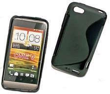 S-Rubber Silikon TPU Cover Handy Case Hülle in Schwarz für HTC One V