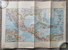 Landkarte Amerika USA 1:12Mio Mittelamerika 1:15MioMexiko Kuba u.a. Maps um 1914