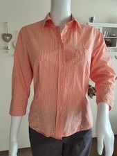 Damenbluse Marco Polo orange kariert mit Tasche