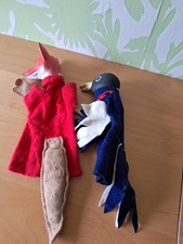 2 alte DDR Handpuppen, Kasperpuppen Fuchs und Elster