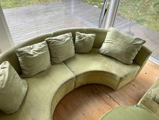 Rundes grünes Sofa / Couch Halbkreis Samt Gebraucht