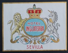 Altes Etikett HOTEL ENGLATERRA