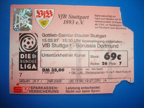 Ticket vfb stuttgart bvb - 96/97,