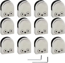 Discoball Glasklemmen Klemmhalter Glass Clip Größe M 8-10mm Edelstahl 304 12stk.