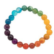 Regenbogen Armband Chakra Stretch-Armband Achat Edelstein 8 mm elastisch