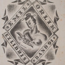 Reinhold Gragert Emil Orlik Exlibris Frauenakt Lithografie signiert 1920er Jahre