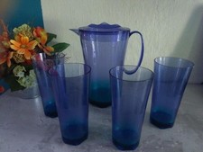 * Tupperware Eleganzia Set  5 tlg. Kanne groß  + 4 Becher Blau / Grün NEU & OVP