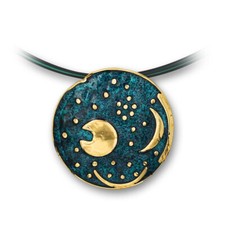 Himmelsscheibe Von Nebra Anhänger 3 cm 925er Silber Vergoldet Emaille Schmuck