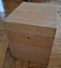 Großer Ablagekasten aus massivem Holz, abschließbar, Vintage