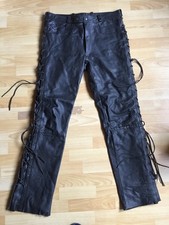 D6 Lederhose Bikerhose „echt Leder“ mit Schnürung Gr.M/L Männer/Frauen *Mangel*