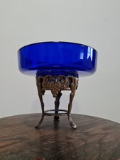 Alte Tafelaufsatz Schale Messing Glaseinsatz