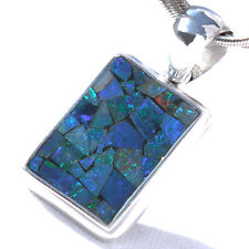 OP06 Opal SILBER 925 27mm Anhänger f. Kette silver 925 Dublette Mosaik pendant