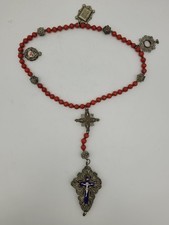Alter Silber Rosenkranz mit Schmuckstein und Email