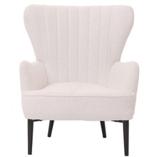 B-Ware Lounge-Sessel MCW-K37, Ohrensessel Retro Bouclé 600g/m², weiß