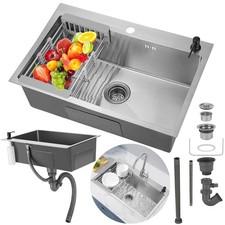 Edelstahl Einbauspüle Küchenspüle Gebraucht,Waschbecken Spülbecken+Seifenspender