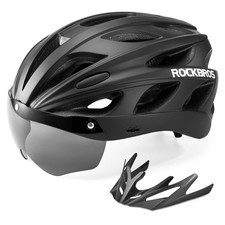 ROCKBROS Fahrradhelm Helm mit Visier Abnehmbaren Magnet Integriert 58-65cm MTB