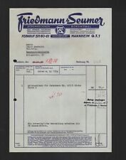 MANNHEIM, Rechnung 1938, Friedmann & Seumer Büromaschinen Büromöbel