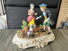Capodimonte Porzellan Figur Paar mit Hund Barock Rokoko Sammler Antik ca. 28x20