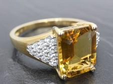 GJ69 * HARRY IVENS IV EDELSTEIN RING (20)  GOLDBERYLL 10x8mm * 375er GELBGOLD