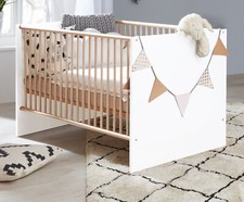 Babybett Gitterbett weiß 70x140 mit Lattenrost Massivholz Umbau Juniorbett Mats