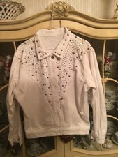 Monday weiße Jeansjacke mit Nieten und Strass oversized neu Silberglitzer