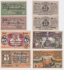 4 Banknoten Notgeld Stadt Greußen Thüringen 1918 + 1921 (168897)
