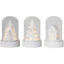 LED Weihnachtsdeko 3er-Set Glasglocken batteriebetrieben weiß 8,5 cm