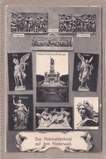 Ansichtskarte Rüdesheim/Rhein - Niederwalddenkmal/Abschied/Frieden/Wiederkehr