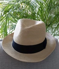 Panamahut Mountain Stroh Bogarthut  Sommerhut Natur/schwarz  Einheitsgrösse NEU 