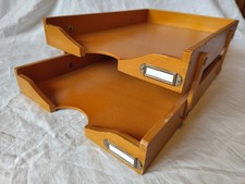 alte Büro Schreibtischablage 2-fach 40er 50er Dokumente A4 Holz Vintage Bauhaus