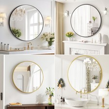 Badezimmer Spiegel Rund Wandspiegel Schwarz Gold Spiegel Metallrahmen Badspiegel