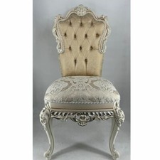 Casa Padrino Luxus Barock Esszimmer Stuhl Gold / Creme Weiß Silber Barock Möbel