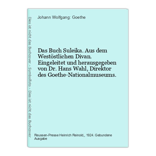 Das buch suleika - aus, dem