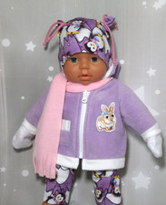 6tlg Winter Schuhe Kombi Jacke Hose Mütze Puppenkleidung Re born Baby 43cm-45 cm
