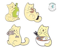 Anstecker Katze Anime Feinschmecker Wein Donut Suppe Fisch Gourmet Geschenkidee