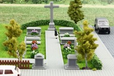 Friedhof Grabsteine 19 Stück Gräber Kreuze Kirche Spur H0 TT N  1:87 1:120 1:160