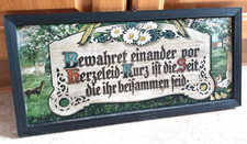 antikes Bild Haussegen Jugendstil Sinnesspruch Spruchbild Holzrahmen Bauernhof