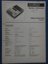 Nordmende Galaxy astrocorder Zentralkundendienst Service Information To-1625