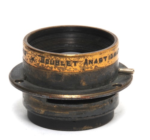 Vintage brass lens doublet - brass,