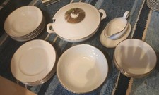 Johann Seltmann Vohenstrauß Elfenbein Goldrand Alt Essgeschirr Suppentopf Soße