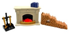 Playmobil * 4150 5955 6244 * offener Kamin * mit Holz Schürhaken Bücher
